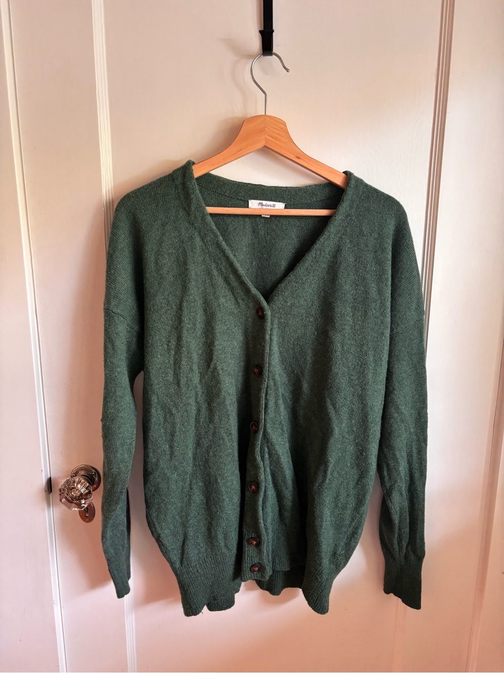 Madewell Forest Green V-Neck Button Cardigan